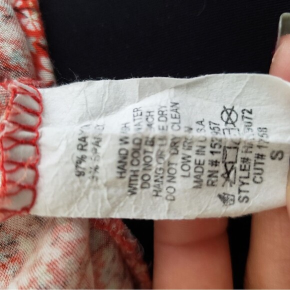 Floral Flowy Mini Short Dress Puff Sleeves Red Size Small - Picture 6 of 9